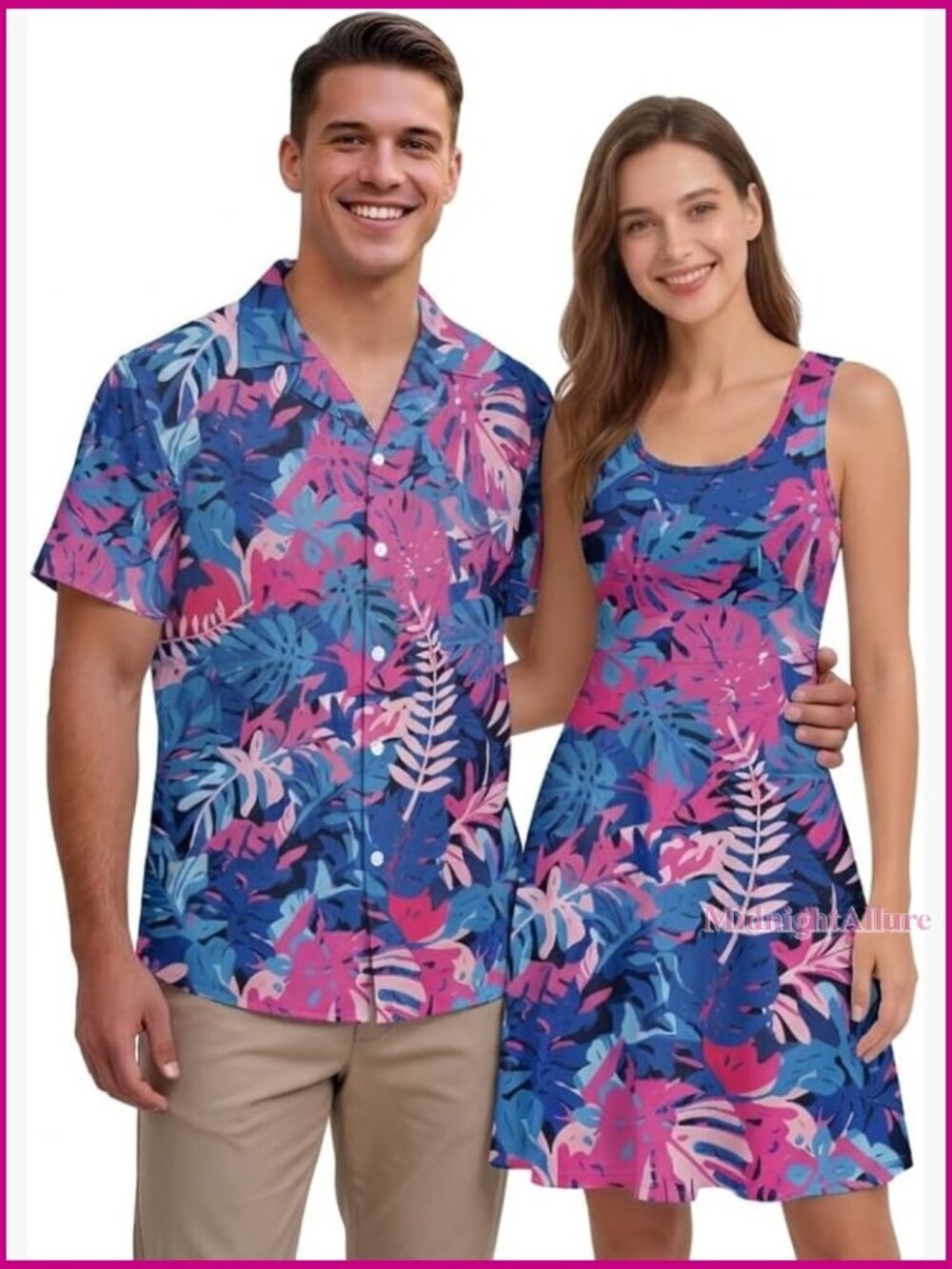 Matching Couple Shirt and Dress Set Hawaiian Style